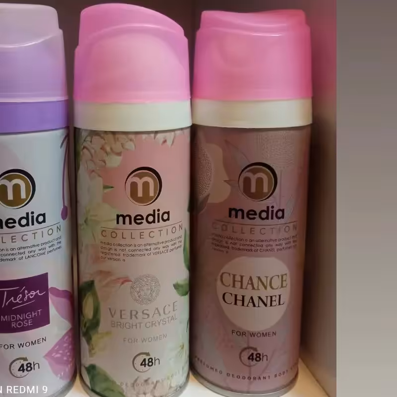 اسپری بدن زنانه چنس شنل برند مدیا حجم 200 میل رایحه شیرین و ملایم طبع خنک