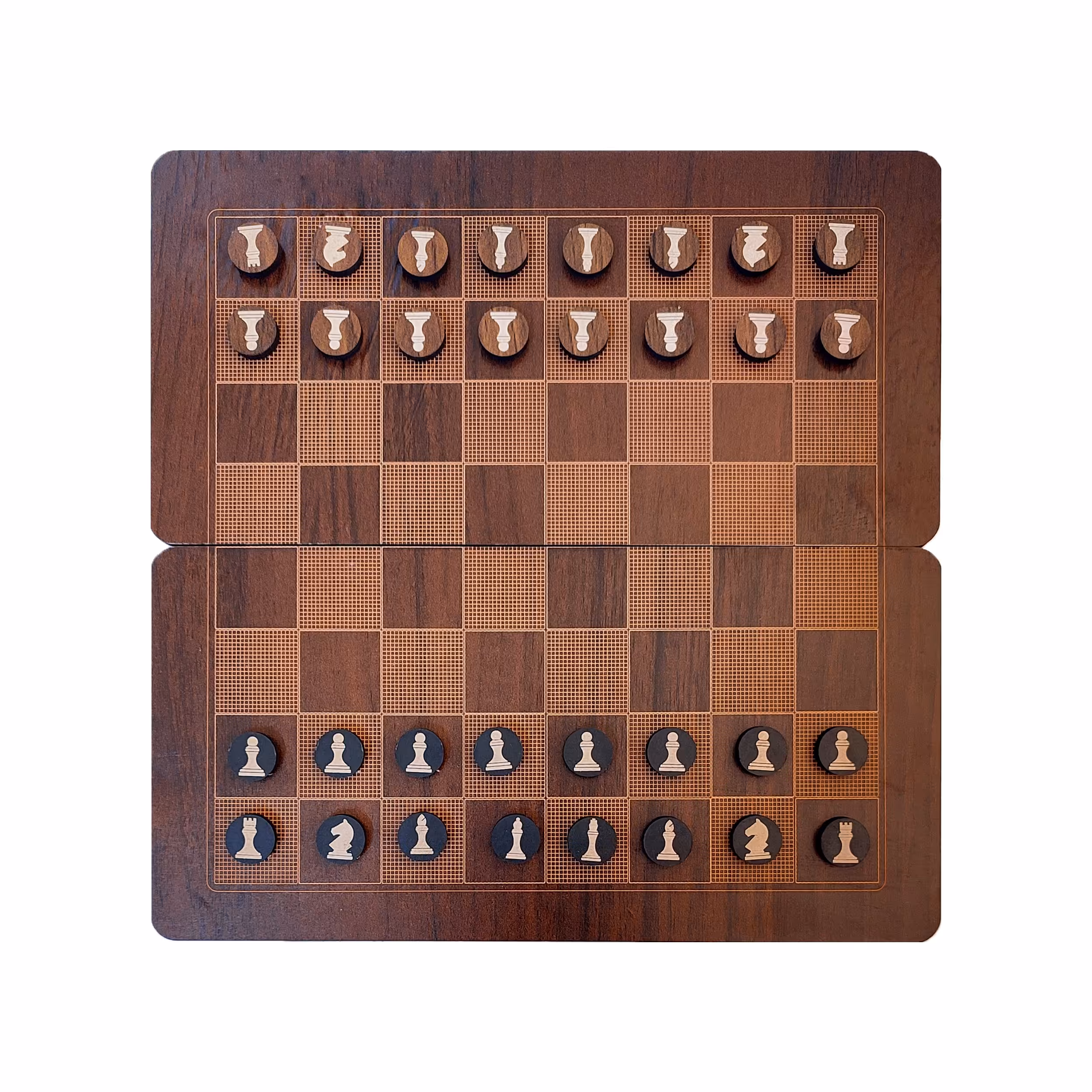 بازی شطرنج دو کاره چوبی مدل تاشو مسافرتی