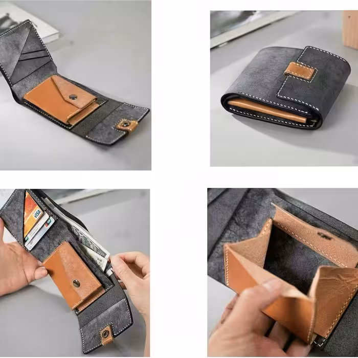 کیف پول تاشو جیبی چرم طبیعی