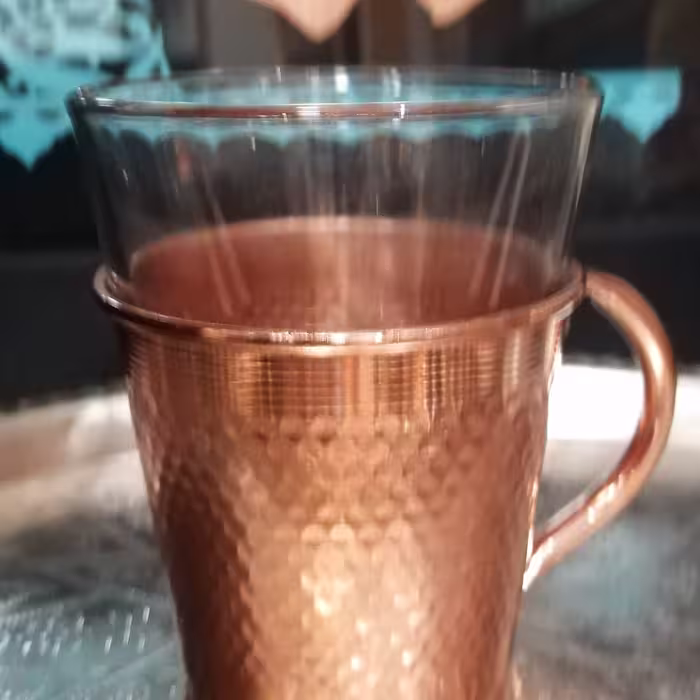 لیوان مسی  استوانه ای و لیوان مسی ترکیب شیشه و مس