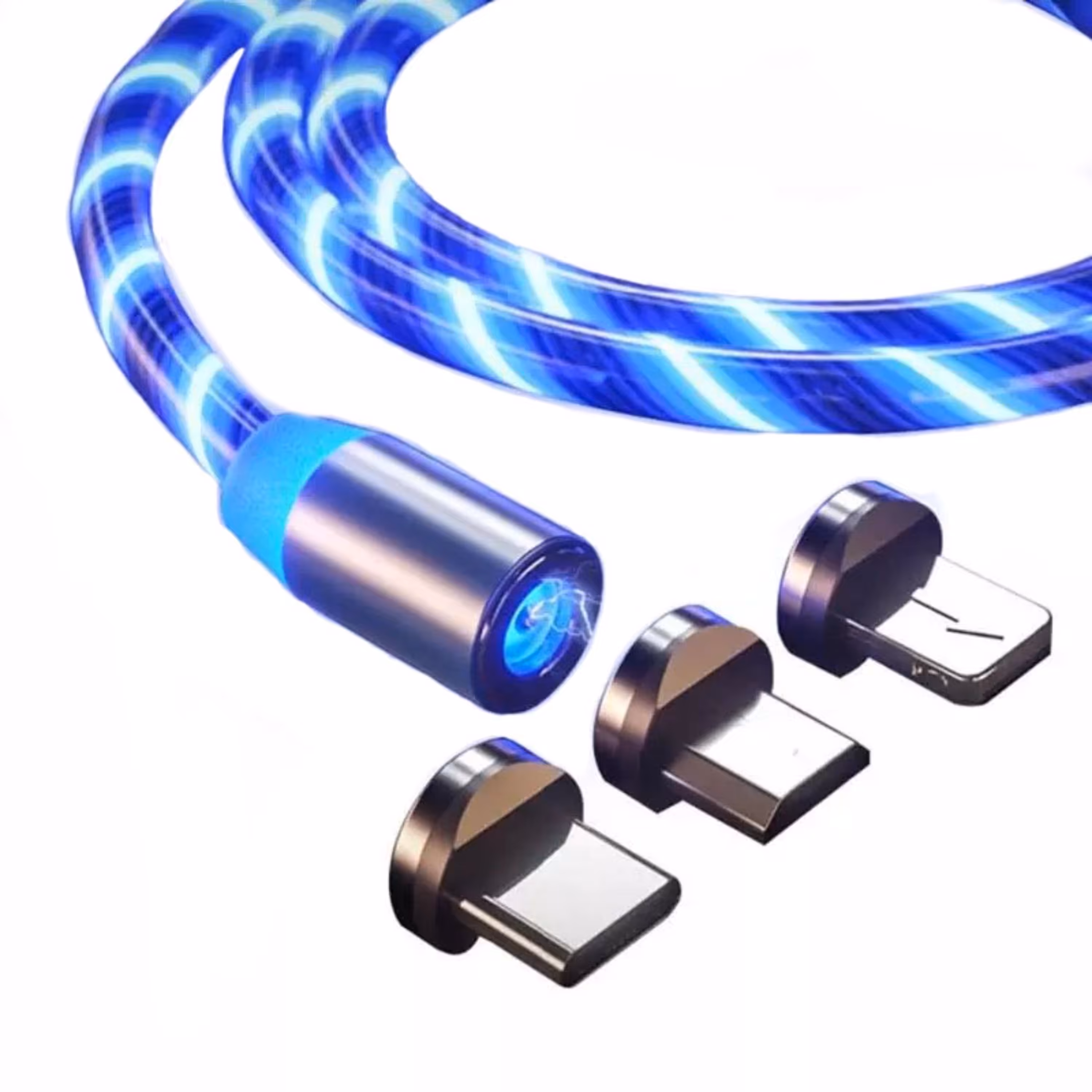 کابل شارژ مغناطیسی  1 متری  نورانی تمام LED با سه نوع اتصال