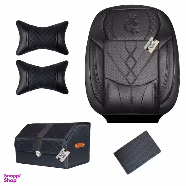 روکش صندلی خودرو سوشیانت مدل VIP مناسب پژو 207 به همراه پشت گردنی و جعبه و دور فرمان