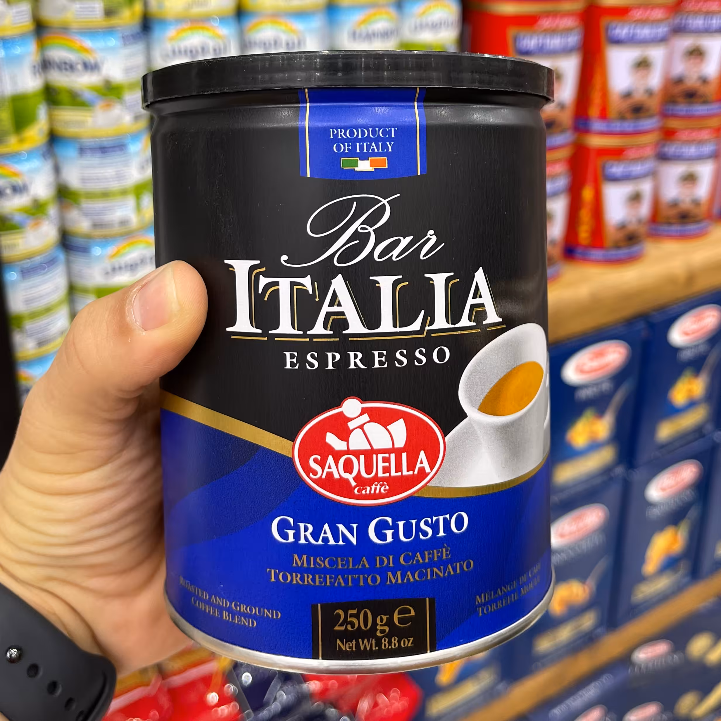 قهوه ایتالیا آبی مدل گرن گوستو 250 گرمی 