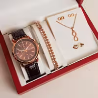 ست کامل ساعت و اکسسوری بینهایت دخترونه و زنونه رنگ ثابت کیفیت عالی