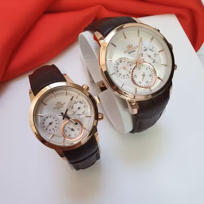 ساعت ست الگانس زنانه و مردانه رنگ ثابت موتور ژاپن چهار موتوره بالاترین کیفیت 