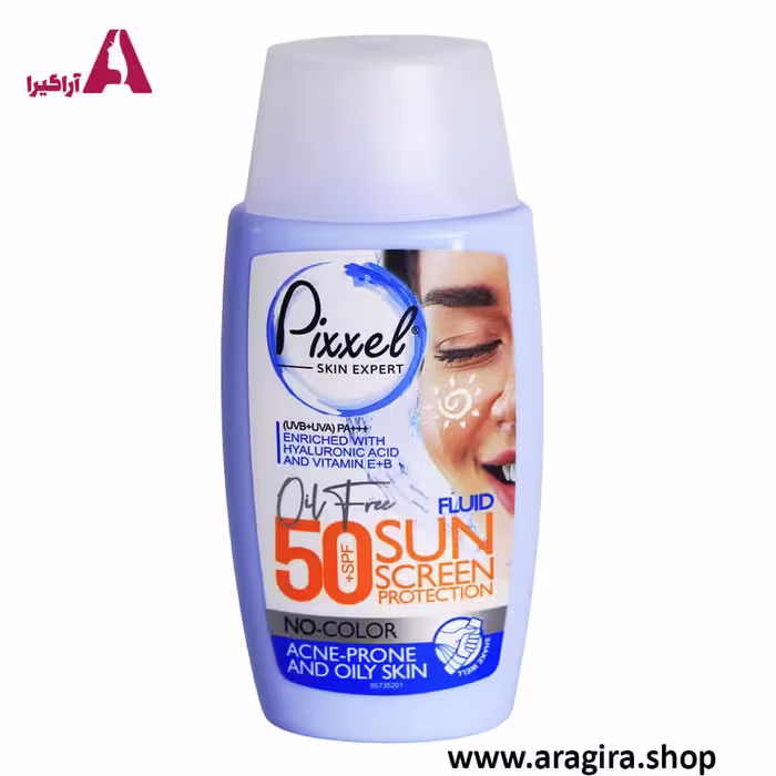 کرم ضد آفتاب بی رنگ پوست چرب و جوش دار  SPF50 پیکسل 50ml