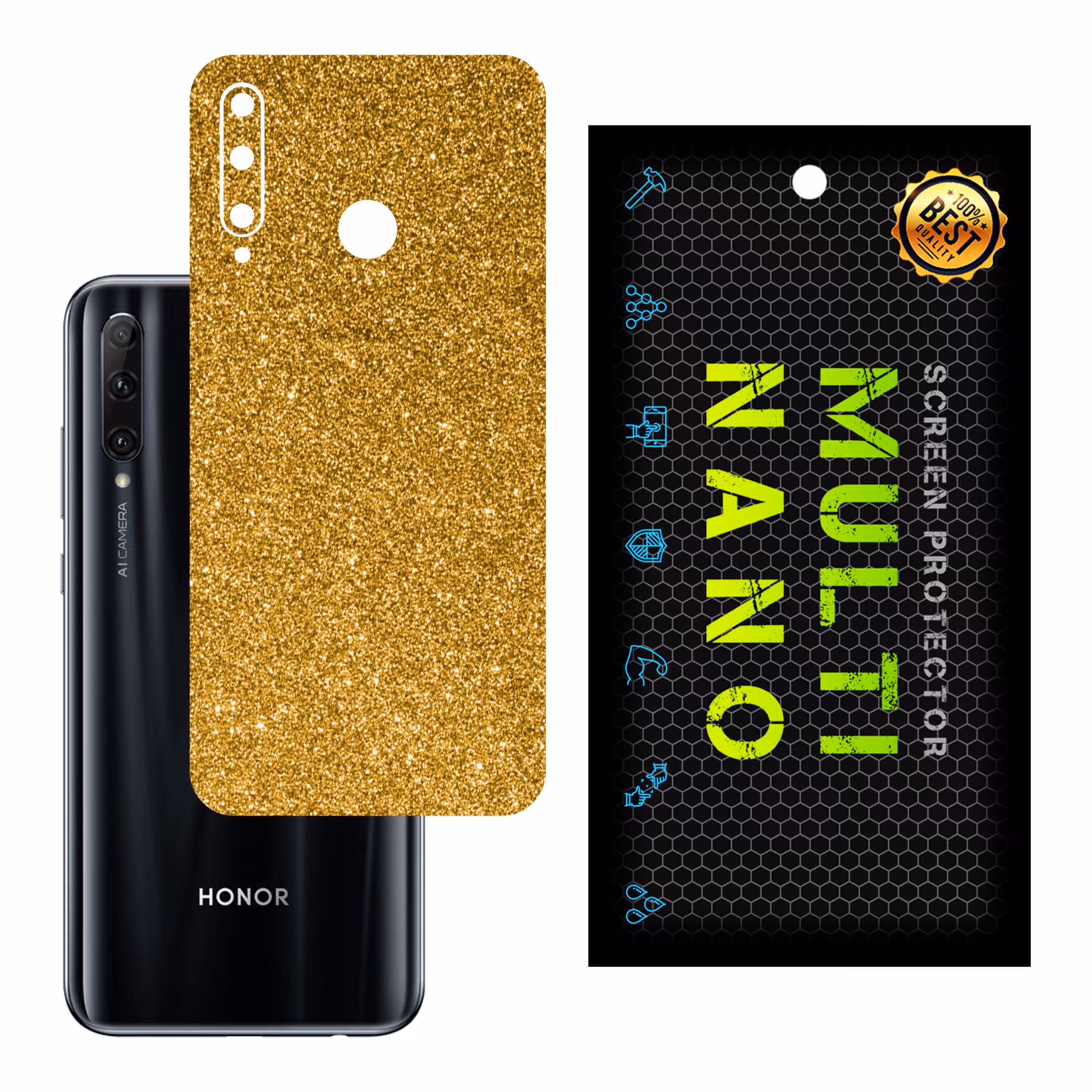 برچسب پوششی MultiNano مدل X-G1F-Gold برای پشت موبایل هوآوی Honor 20i
