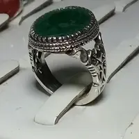 انگشتر کهنه دستساز قدیمی زمرد برمه طبیعی 