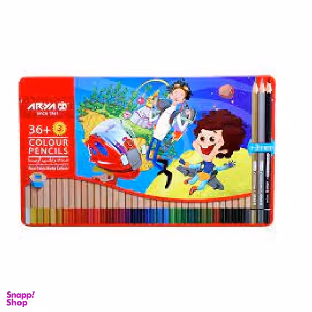 مداد رنگی 36+3 رنگ آریا (Arya) کد 3023 جعبه فلزی