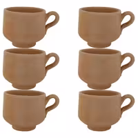 فنجان سفالی خام مدل قهوه خوری مجموعه 6 عددی ( پس کرایه )