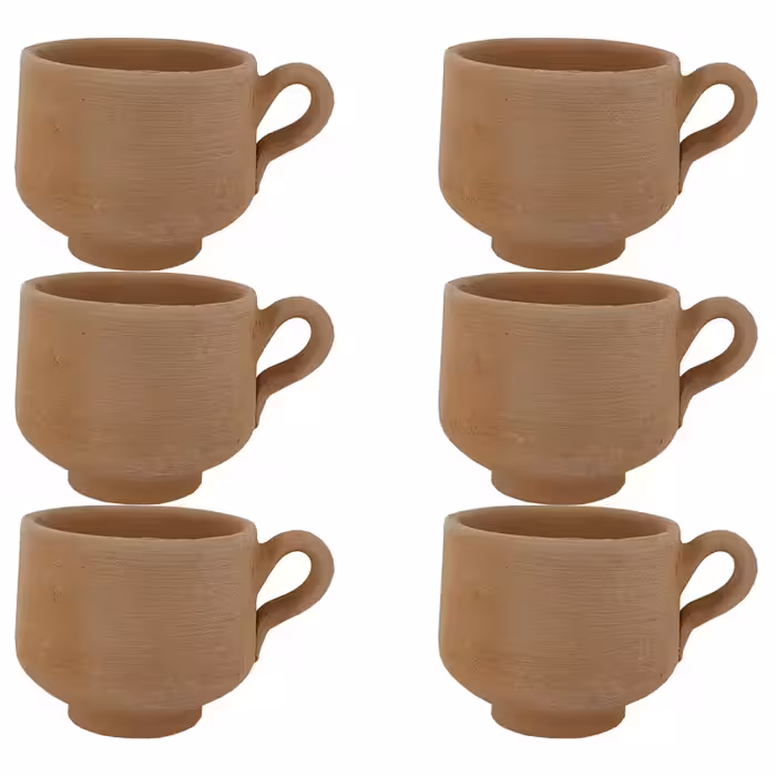 فنجان سفالی خام مدل قهوه خوری مجموعه 6 عددی ( پس کرایه )