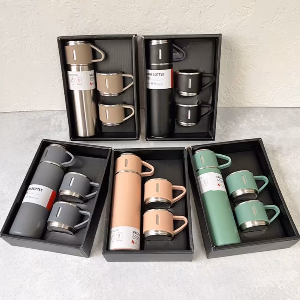 فلاکس سه فنجان سرد و گرم بدنه ضد خش استیل دوجداره حجم 500 میل 