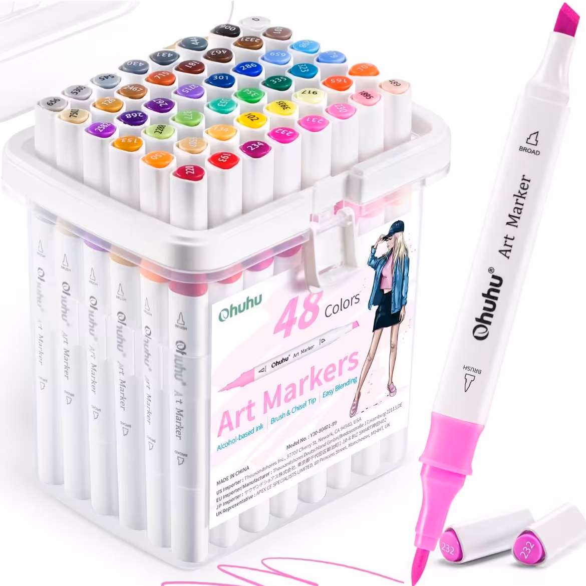 پک 48 تایی ماژیک اورجینال Ohuhu طراحی و راندو باسربراش