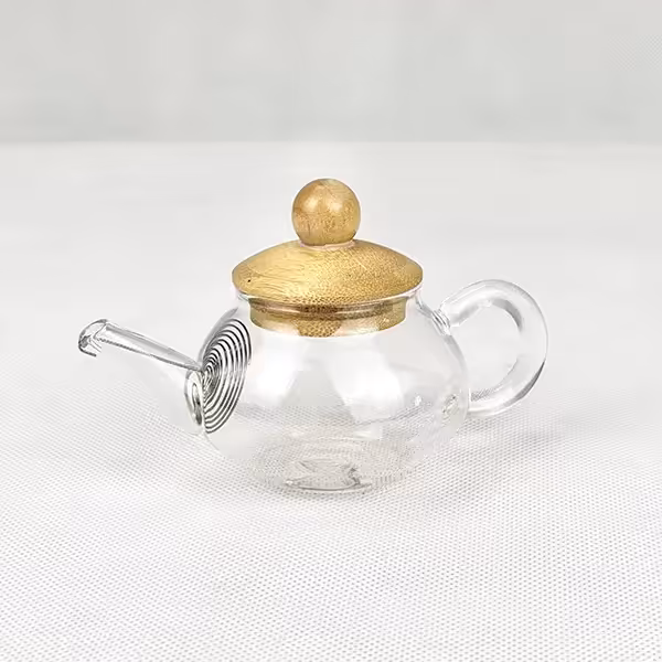 قوری پیرکس زعفران درب بامبو