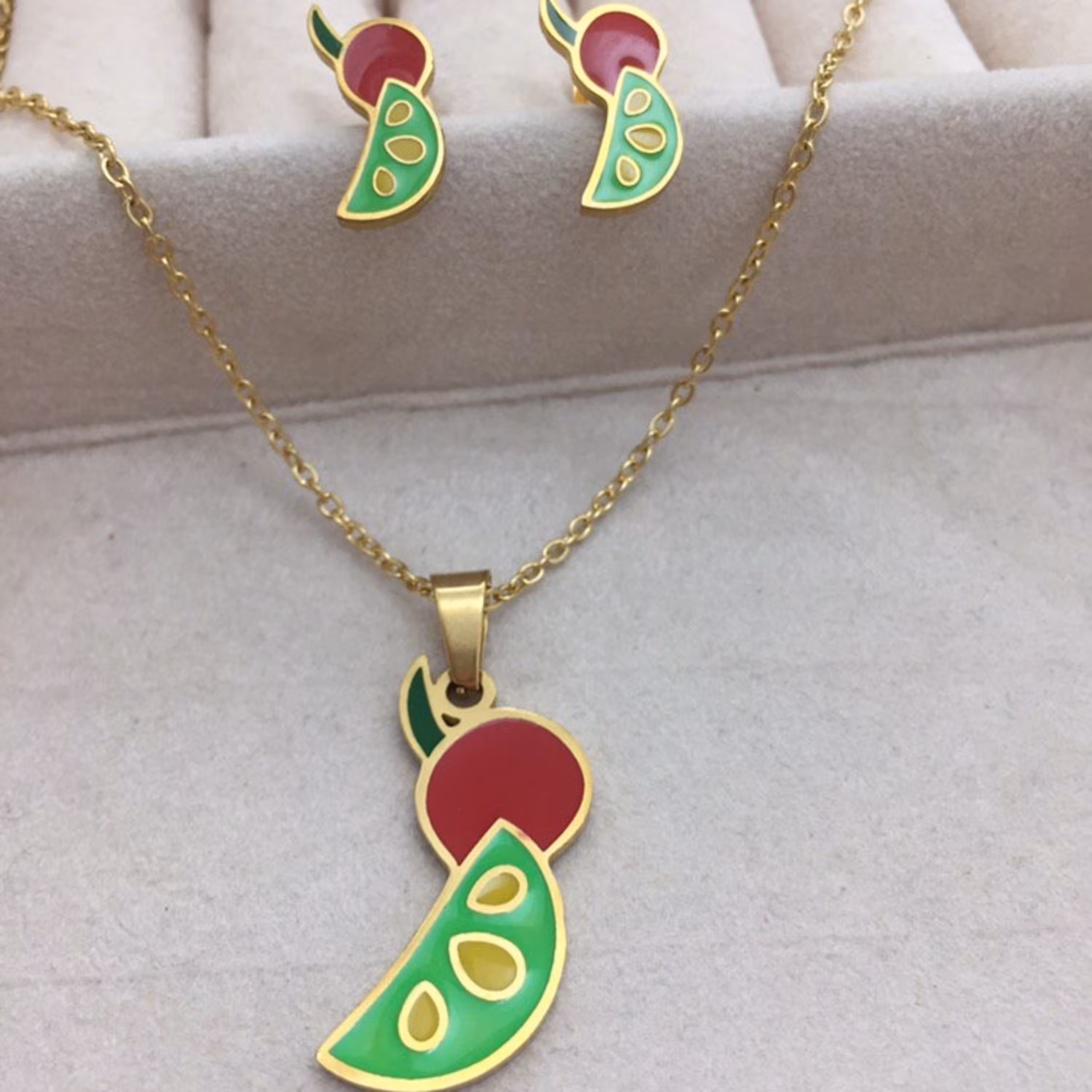 نیم ست استنسل استیل طرح سیب و هندوانه