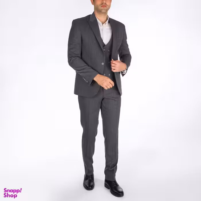 ست کت و شلوار و جلیقه مردانه مدل اسلیم فیت کد 110 رنگ طوسی