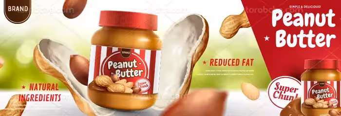 وکتور بنر تبلیغاتی کره بادام زمینی | گرافیک با طعم تربچه