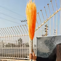 جارو شهرداری با دسته فلزی