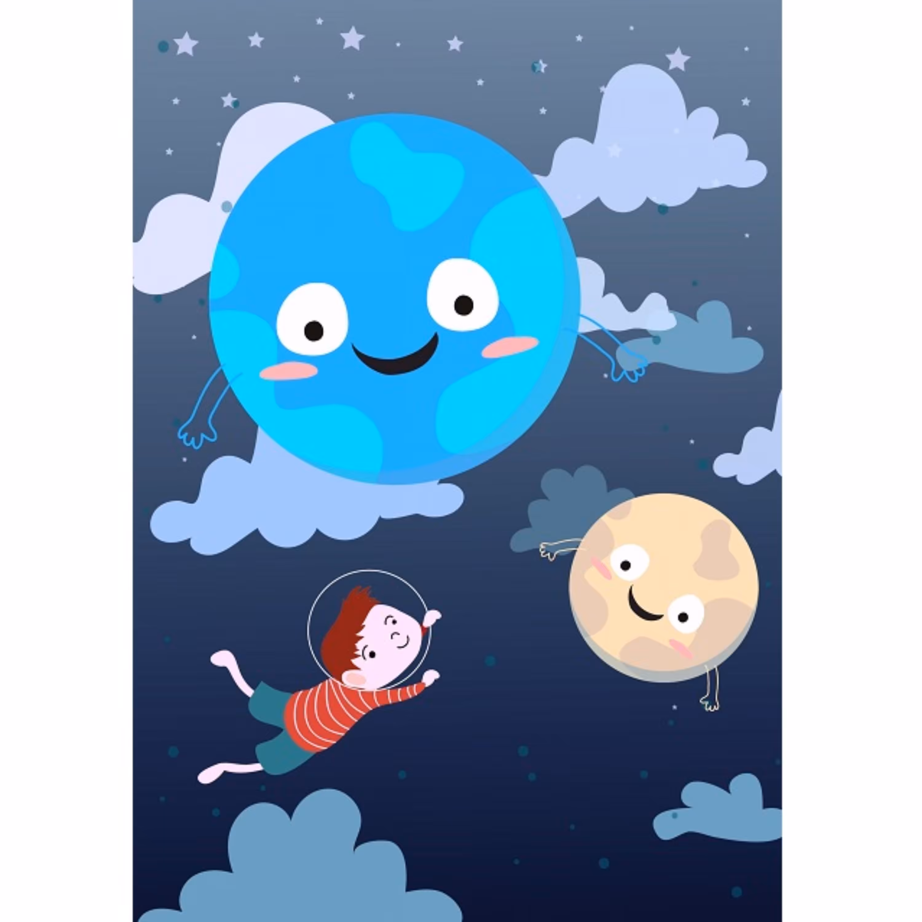 دفتر نقاشی فانتزی40برگ فنری-سایز A4-جلد دو رو گلاسه260 گرم-طرح  کودک زمین ماه