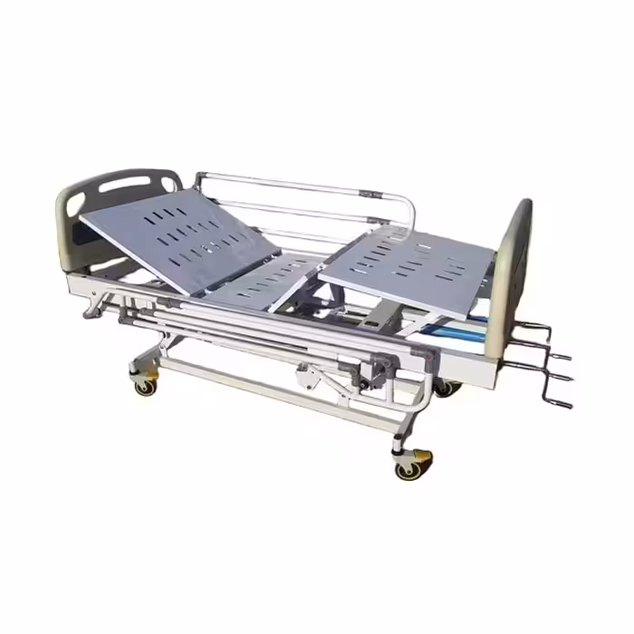 تخت بیمار سه شکن مکانیکی رویه فلز با تنظیم ارتفاع مدل 202