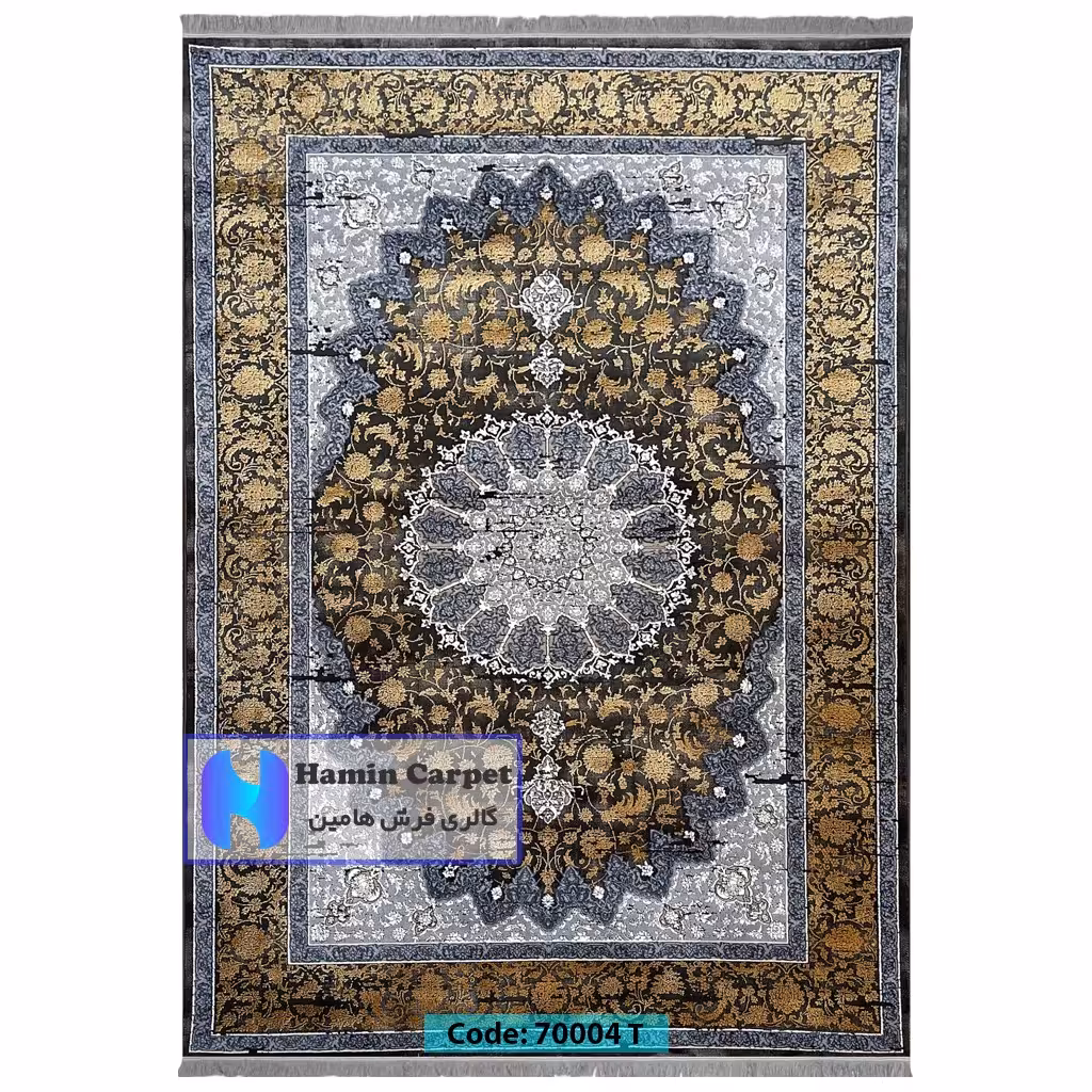 فرش 4 متری 700شانه تراکم 2100 برجسته طرح ترنج دار کد SZ70004T