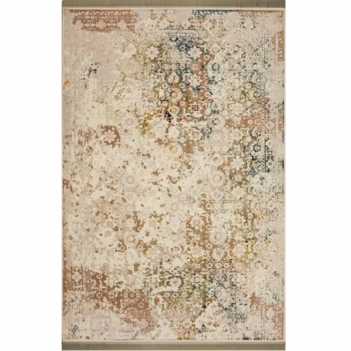 فرش ماشینی افرند طرح پتینه 1200 شانه گل برجسته زمینه نقره ای کد 1505 (شش متری)