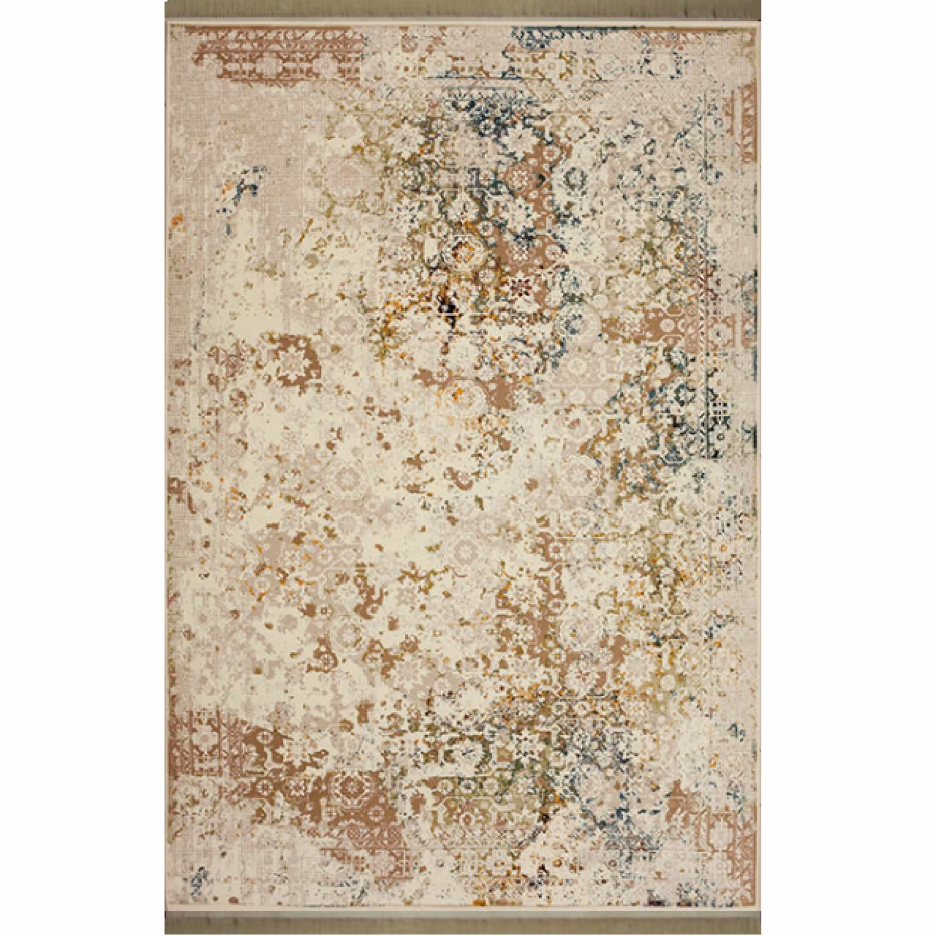 فرش ماشینی افرند طرح پتینه 1200 شانه گل برجسته زمینه نقره ای کد 1505 (شش متری)