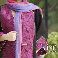 مانتو مزون دوز ژاکارد مدل گلنوش رنگ سرخابی برند SET