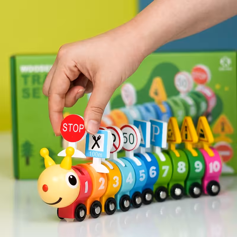 اسباب بازی چوبی کرم رنگین کمانی چرخدار کد MBS2302