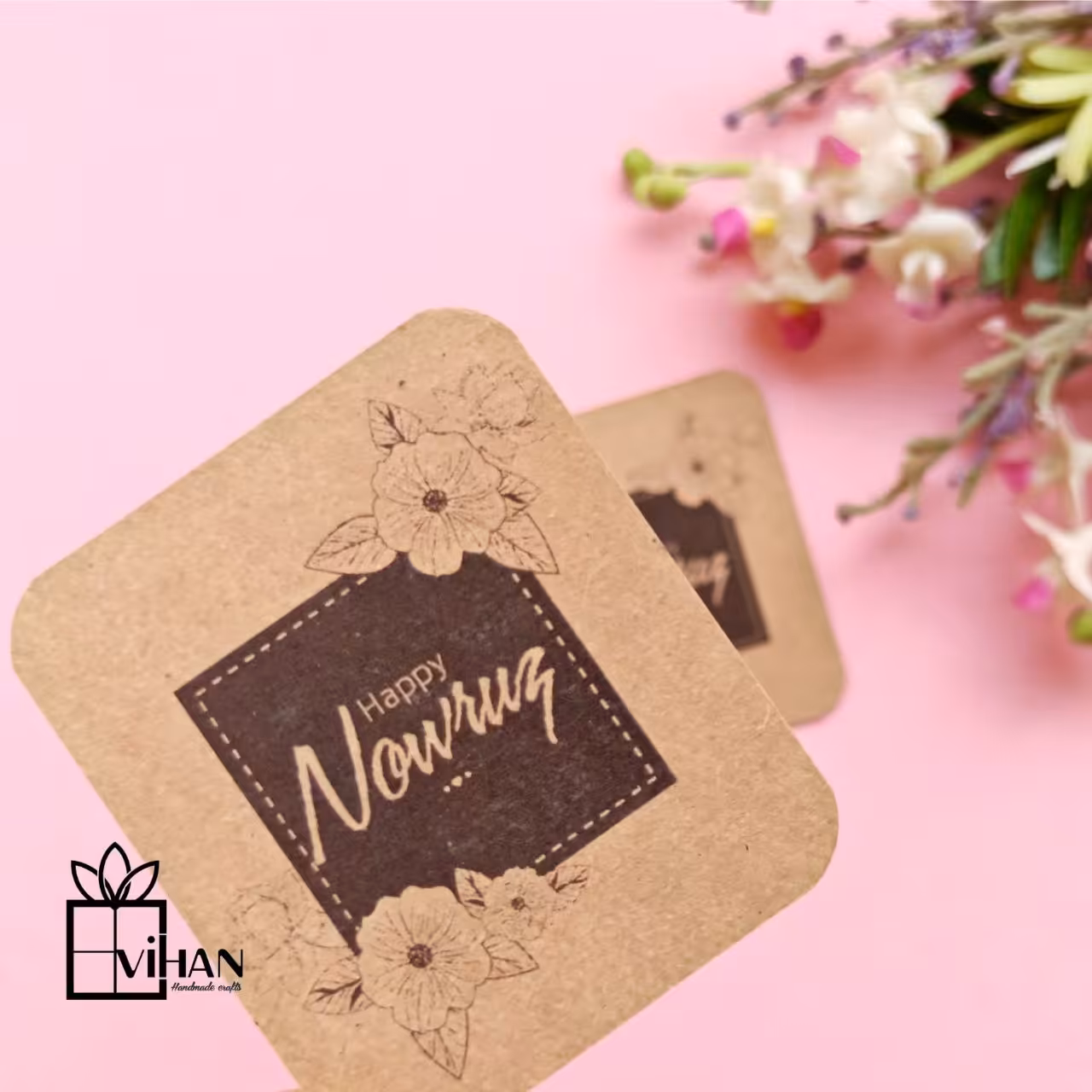 کارت کرافت تبریک نوروزی تک برگ پشت ساده بسته 10تائی 6