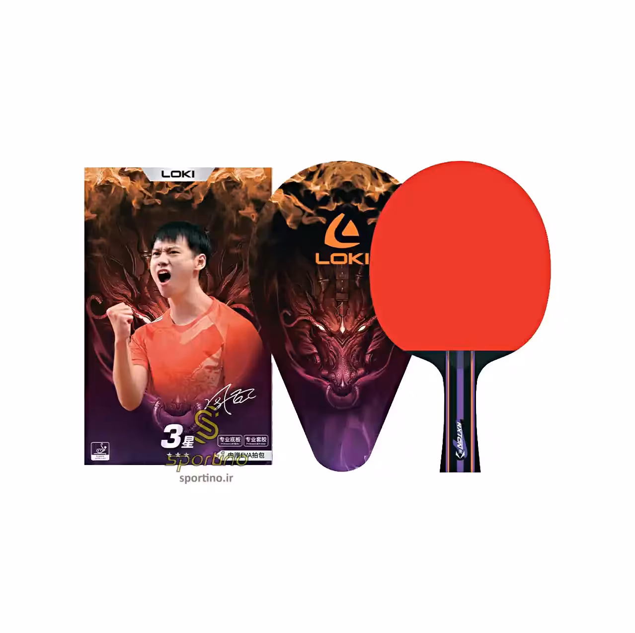 راکت پینگ پنگ لوکی کربن دار سه ستاره R302