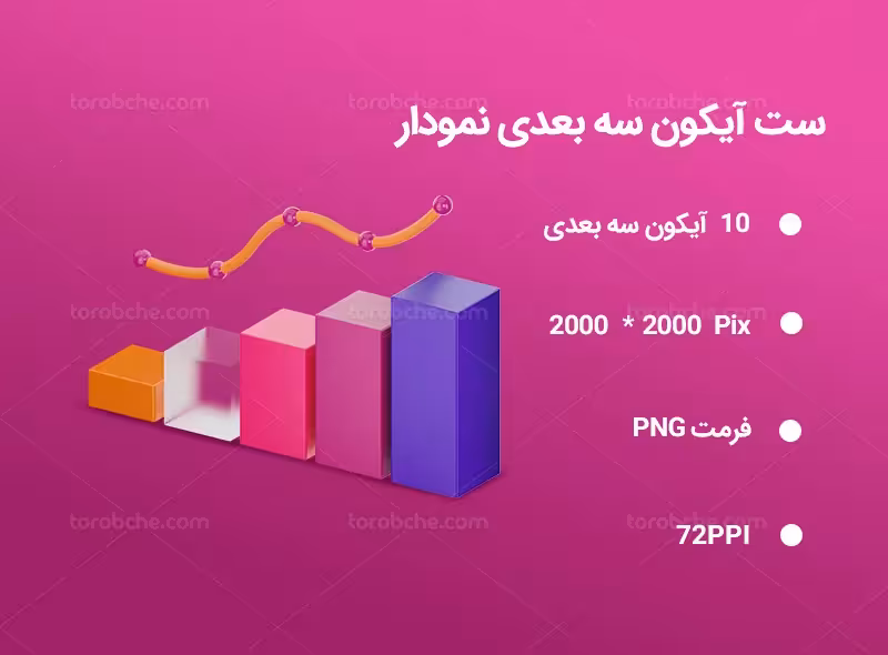 10 آیکون سه بعدی نمودار | گرافیک با طعم تربچه