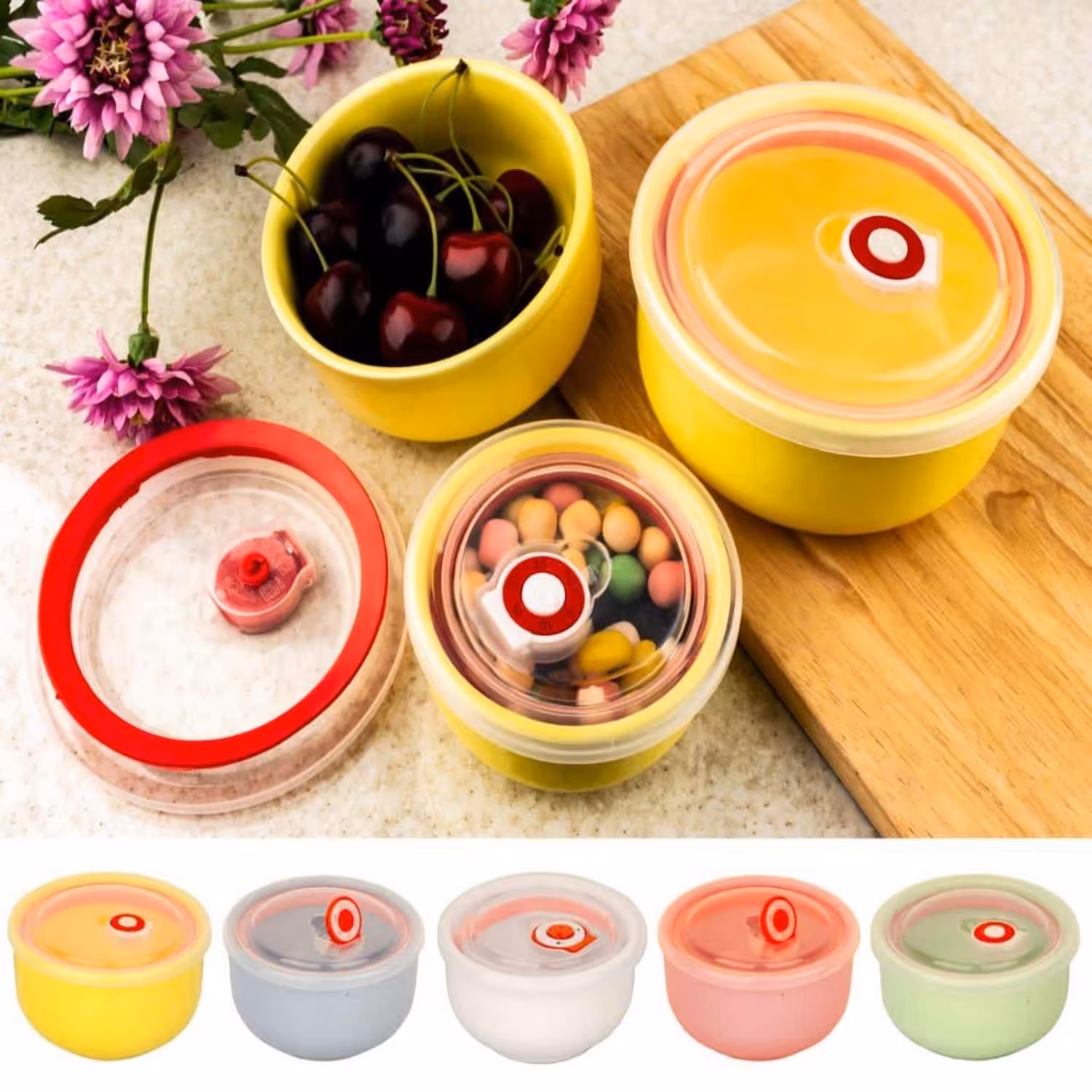 ظروف فریزری سه پارچه سرامیکی در رنگ بندی جور 