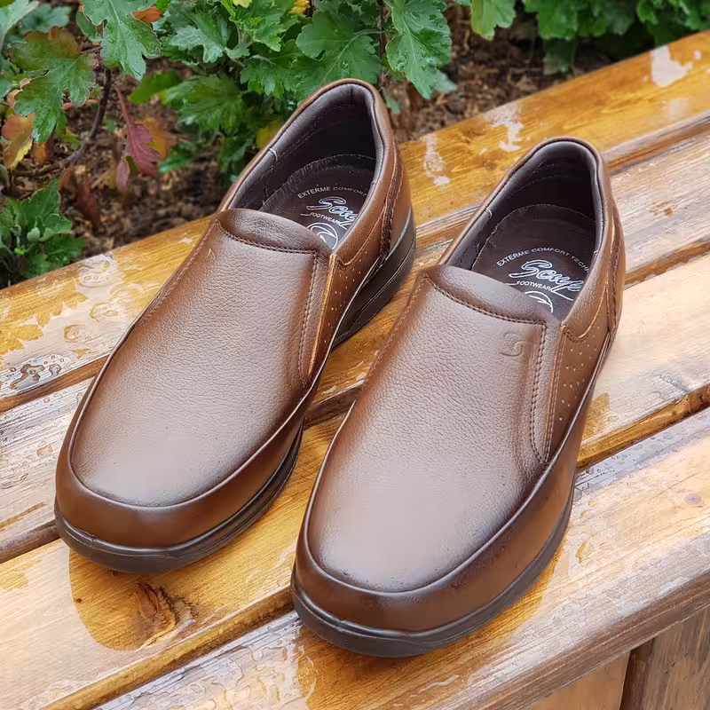 کفش روزمره مردانه مدل چرم طبیعی کد 0020 رنگ قهوه ای