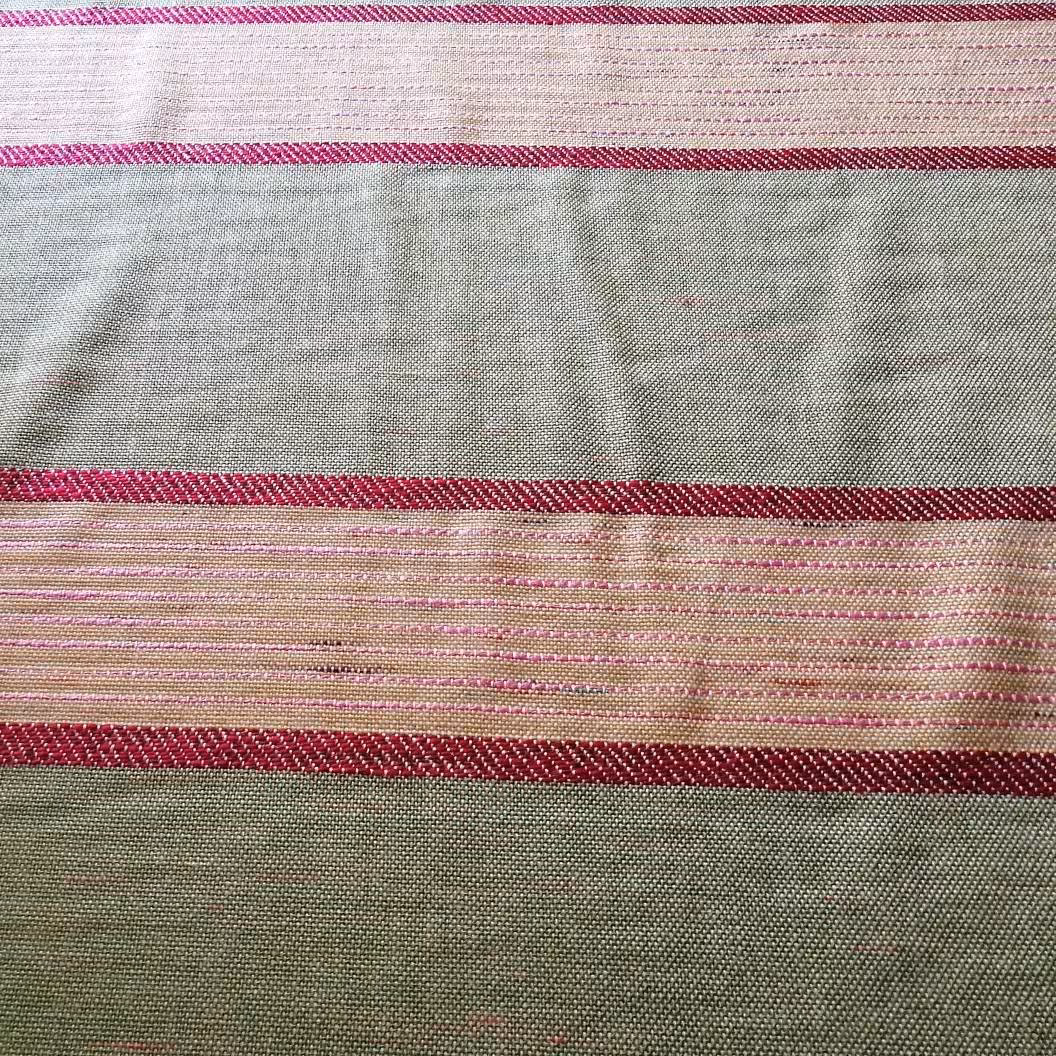 پارچه پرده ای گونی بافت ایرانی عرض 1.5 متر سبزصدری و صورتی کالباسی راه راه