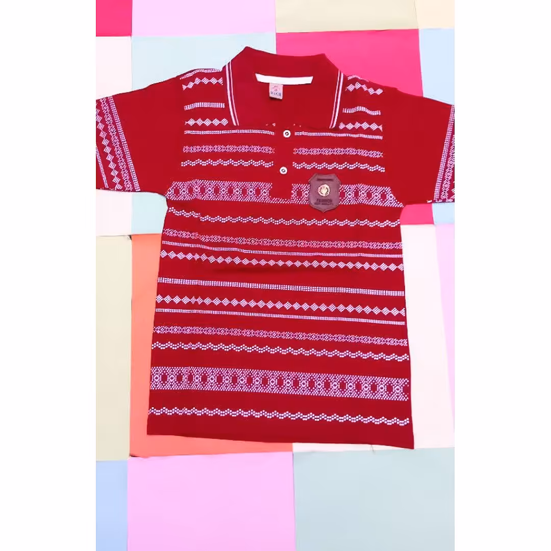 تیشرت یقه دار نخی جلو دکمه دار6تا7سال