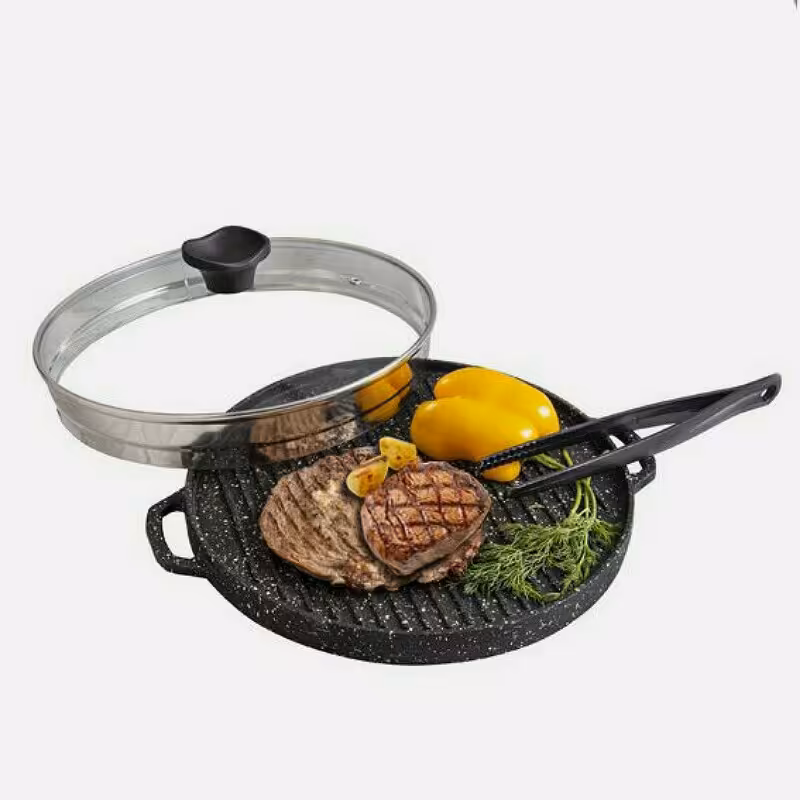 تابه گریل چدنی یونیک سایز 34 با انبر 

