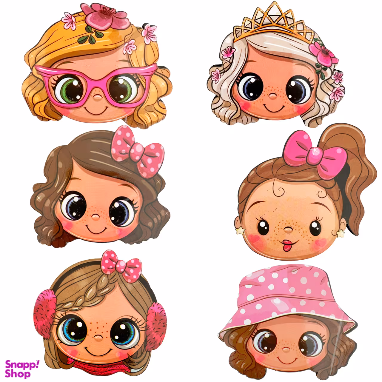 گیره تزیینی طرح دخترای قرتی کد 06 مجموعه 6 عددی