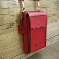 کیف موبایل و پول دوشی دستی اسپرت چرم گاوی دستدوز قرمز برند ایزاکو مدل i-212