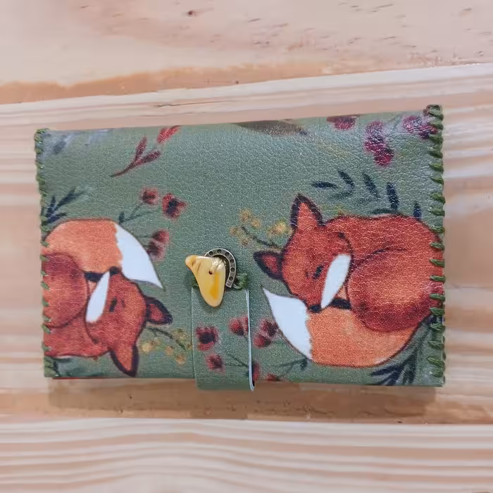 جا کلیدی دستدوز  چرم طرح روباه پاییزی 