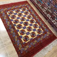 قالیچه دستبافت ترکمن اعلا، 3 متری، طرح ماری گل، ارسال رایگان، پشم