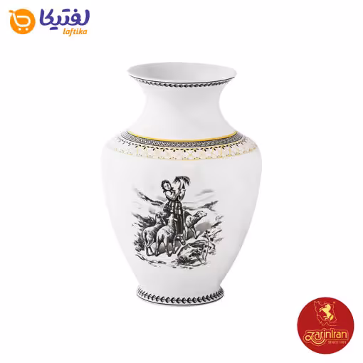 گلدان چینی زرین رعنا طرح ویلیج سایز 18 متوسط