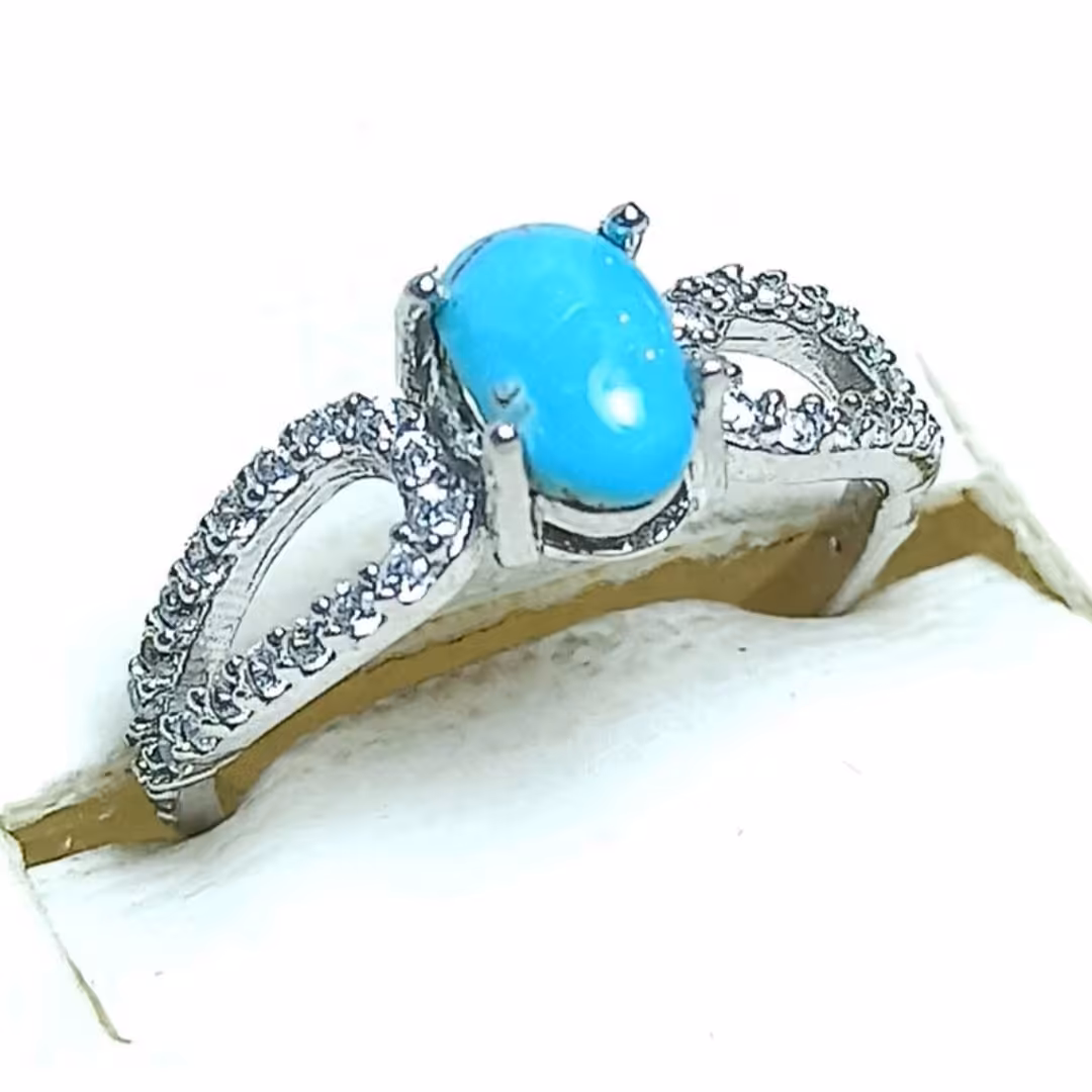 انگشتر نقره دخترانه همراه با فیروزه نیشابوری 25