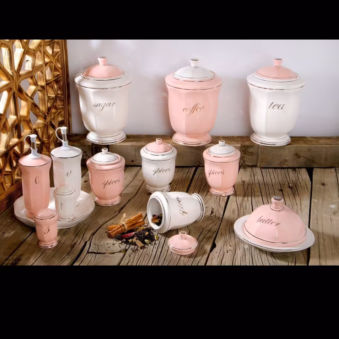 پا سماوری 14 پارچه برند پرستیژ کد 510 سفید صورتی