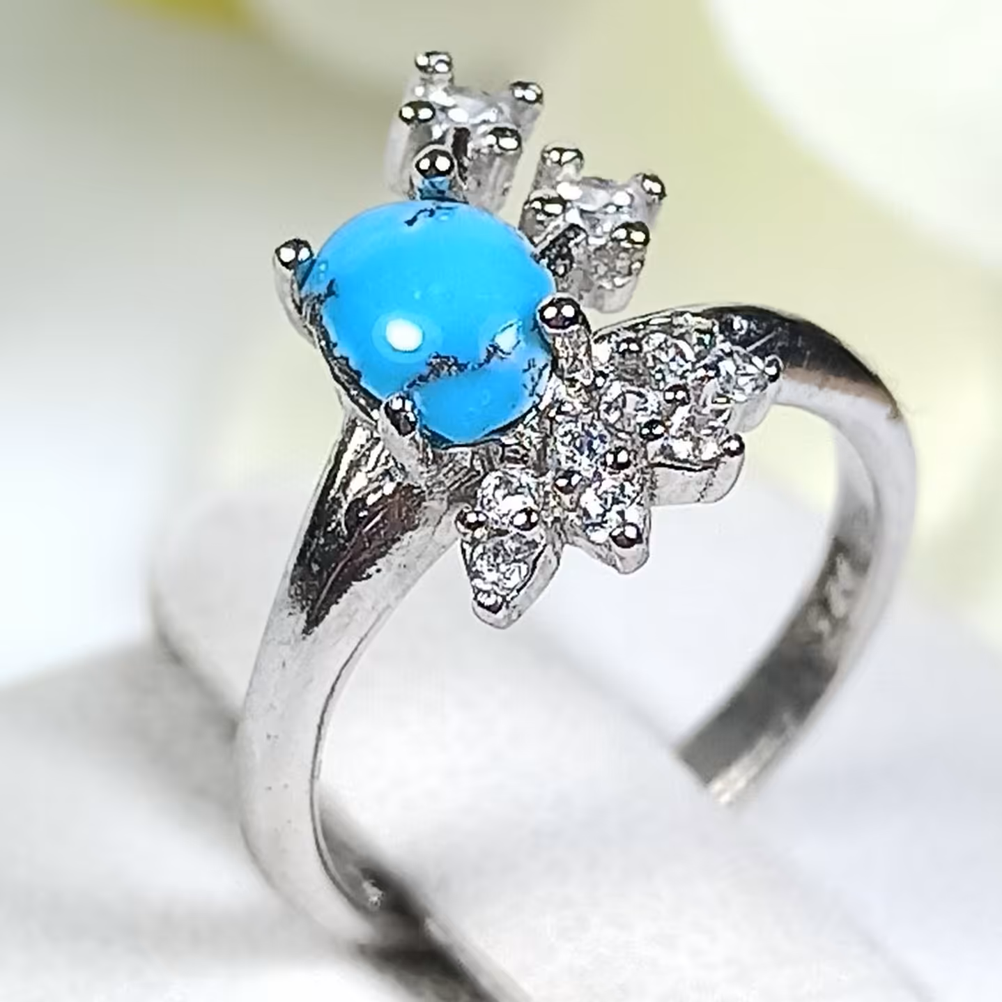 انگشتر فیروزه نیشابوری نقره جواهری آبکاری رادیوم دخترانه 4