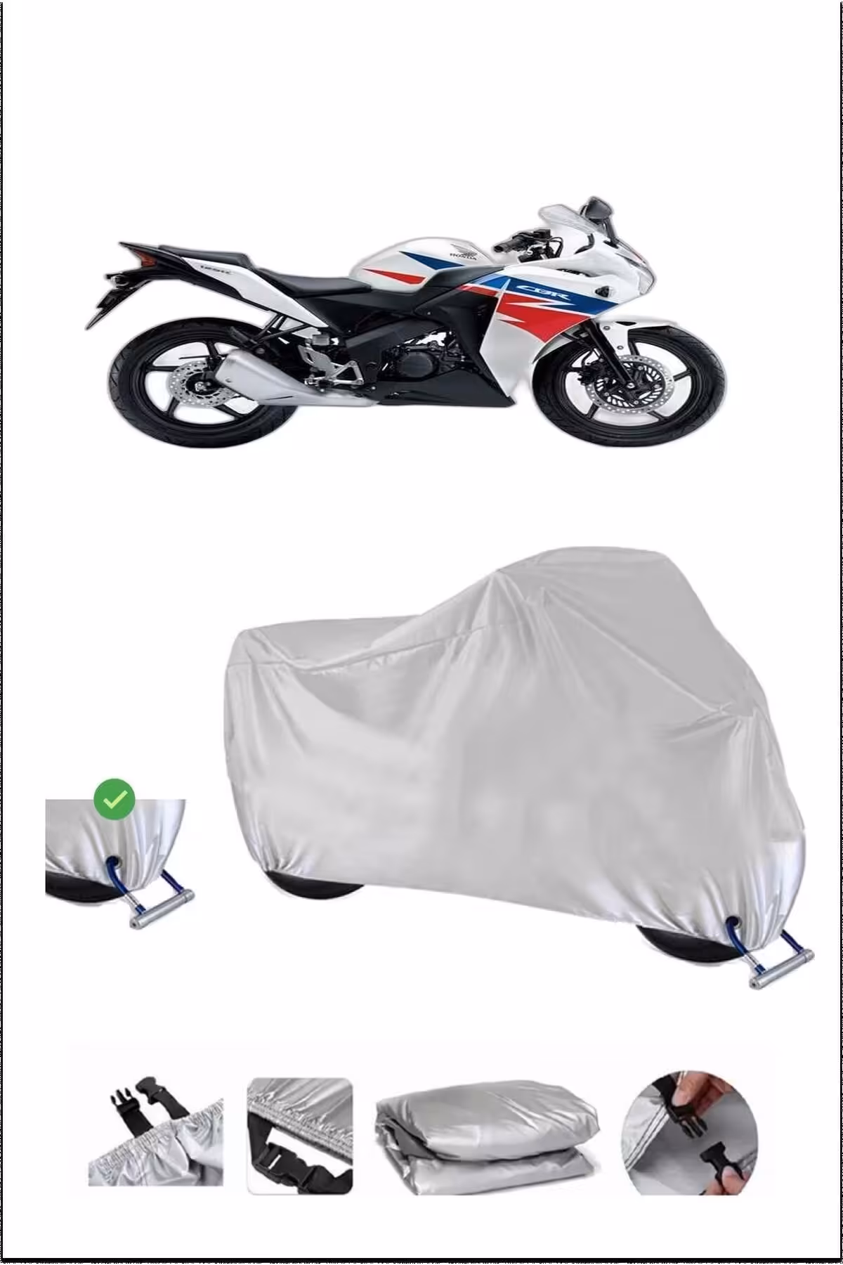 چادر موتورسیکلت خاکستری قفل HONDA CBR125R سازگار با ضد آب دوام موتور سیکلت برقی Breen