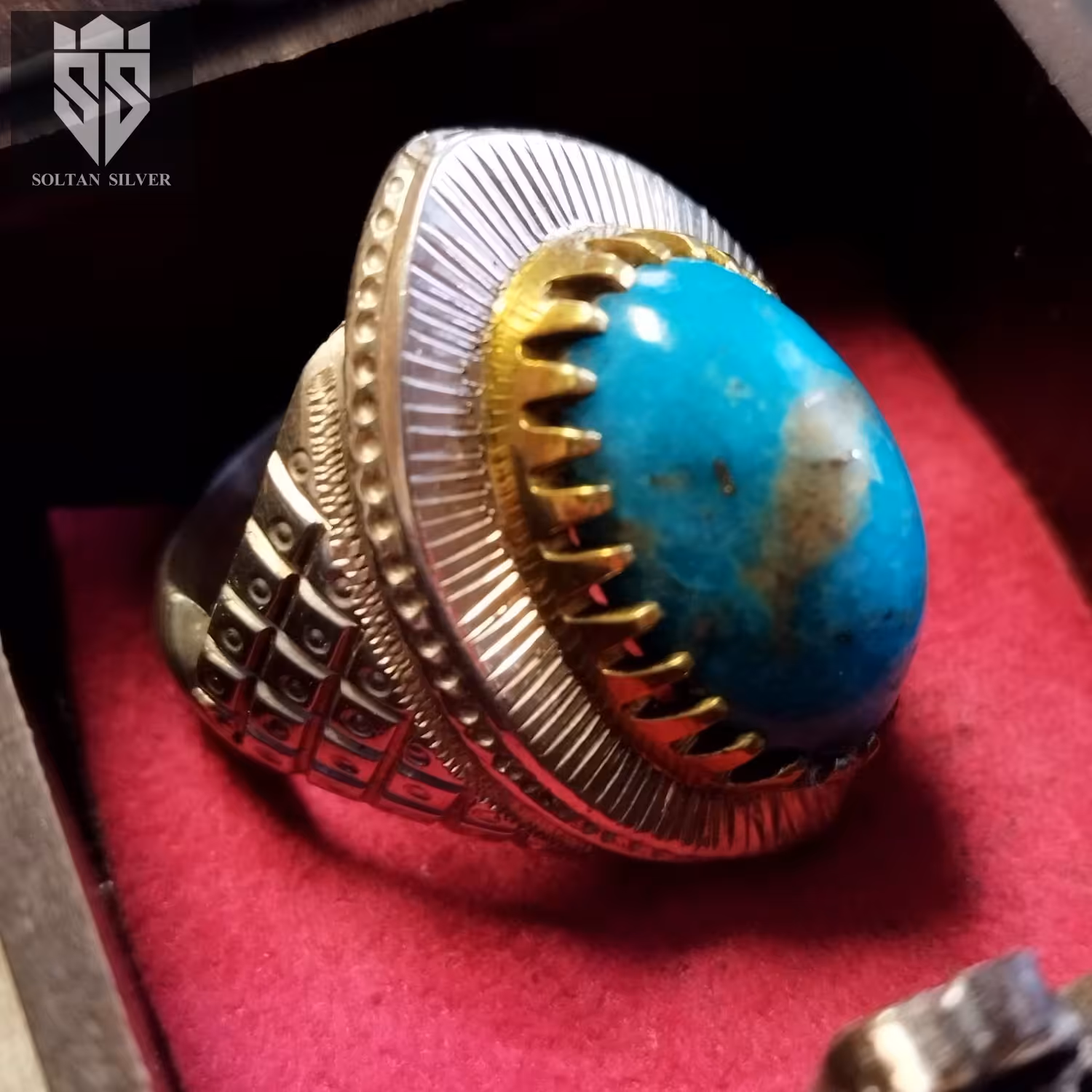 انگشتر نقره مردانه دست ساز فیروزه