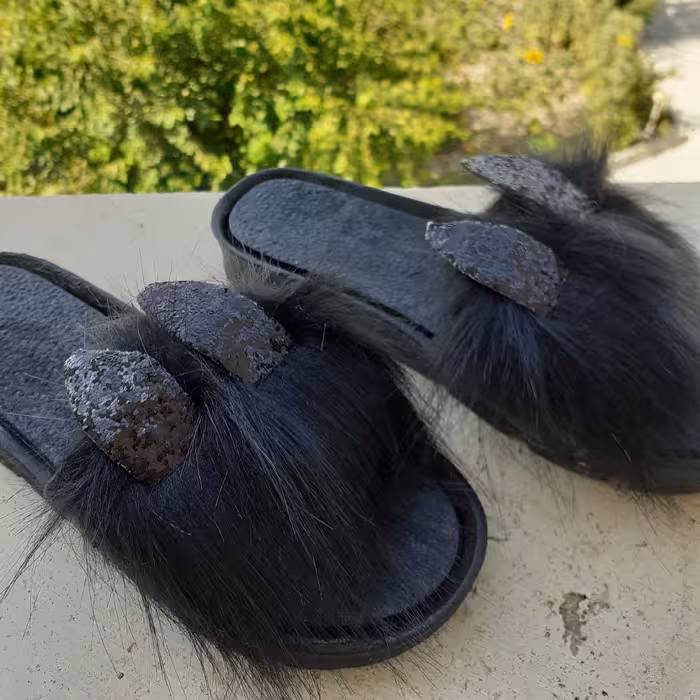 دمپایی خرگوشی مشکی