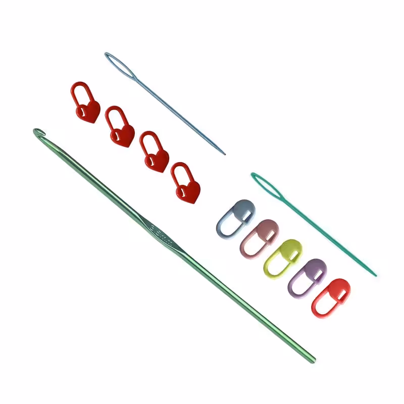 قلاب بافتنی آهنی شماره3.5 به همراه ملزومات بسته 12 تایی