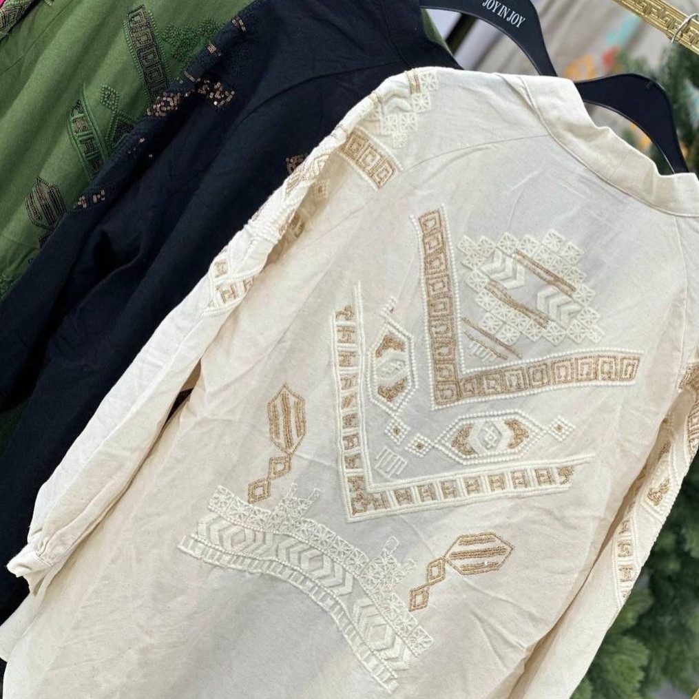 شومیز مانتویی کار شده ترک برند zara اورجینال